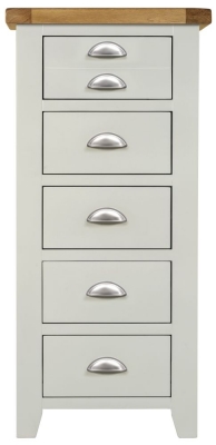 Product photograph of Lundy Grey And Oak Narrow Chest 5 Drawers Tallboy from Choice Furniture Superstore
