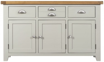 Lundy Grey and Oak Medium Sideboard, 137cm W with 3 Doors and 3 Drawers