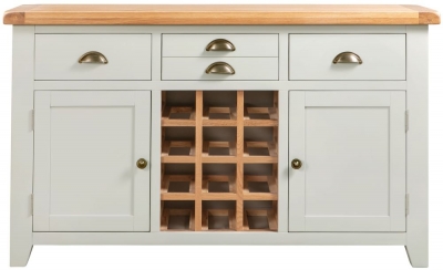 Lundy Grey and Oak Large Sideboard Wine Rack