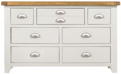 Product photograph of Lundy White And Oak Wide Chest 3 4 Drawers from Choice Furniture Superstore