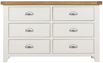 Product photograph of Lundy White And Oak Wide Chest 6 Drawers from Choice Furniture Superstore