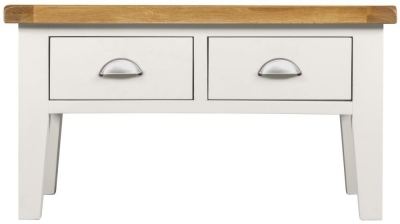 Product photograph of Lundy White And Oak Coffee Table With 2 Drawers Storage from Choice Furniture Superstore