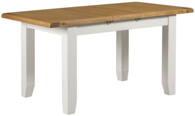 Product photograph of Lundy White And Oak Dining Table Seats 4 To 6 Diners 120cm To 150cm Extending Rectangular Top from Choice Furniture Superstore