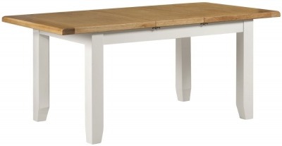 Product photograph of Lundy White And Oak Dining Table Seats 4 To 6 Diners 140cm To 180cm Extending Rectangular Top from Choice Furniture Superstore