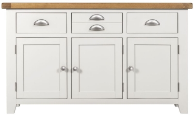 Product photograph of Lundy White And Oak Medium Sideboard 137cm W With 3 Doors And 3 Drawers from Choice Furniture Superstore