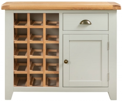 Product photograph of Lundy Grey And Oak Small Sideboard Wine Rack from Choice Furniture Superstore