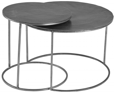 Product photograph of Plano Vintage Silver Top Metal Round Nest Of 2 Coffee Table from Choice Furniture Superstore