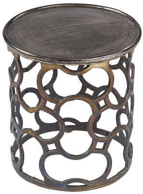 Product photograph of Plano Vintage Silver Top Metal Round Lattice Side Table from Choice Furniture Superstore
