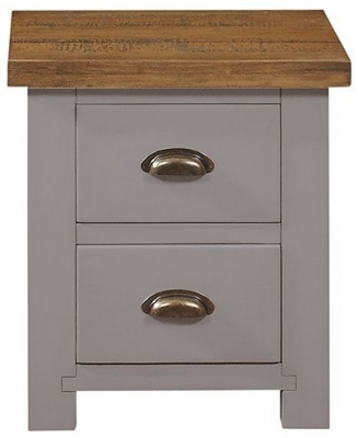 Product photograph of Regatta Grey Painted Pine Bedside Cabinet 2 Drawers from Choice Furniture Superstore