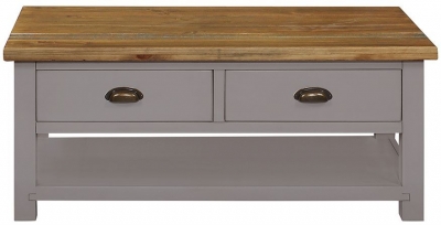 Regatta Grey Painted Pine Coffee Table with 2 Drawers Storage