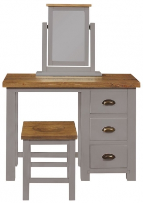 Product photograph of Regatta Grey Painted Pine Dressing Table - 3 Drawers Single Pedestal from Choice Furniture Superstore