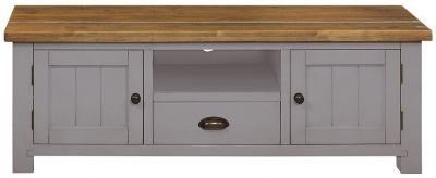 Product photograph of Regatta Grey Painted Pine Large Tv Unit 146cm W With Storage For Television Upto 55in Plasma from Choice Furniture Superstore