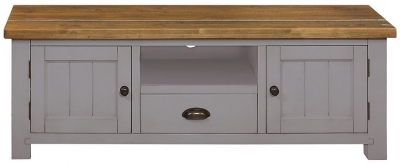 Regatta Grey Painted Pine Large TV Unit, 146cm W with Storage for Television Upto 55in Plasma