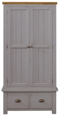 Regatta Grey Painted Pine Double Wardrobe, 2 Doors with 2 Bottom Storage Drawers