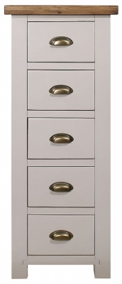 Product photograph of Regatta Grey Painted Pine Narrow Chest 5 Drawers Wellington Style Tallboy from Choice Furniture Superstore