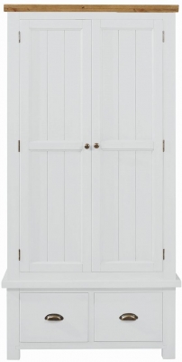 Product photograph of Regatta White Painted Pine Double Wardrobe 2 Doors With 2 Bottom Storage Drawers from Choice Furniture Superstore