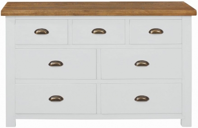 Product photograph of Regatta White Painted Pine Wide Chest 3 4 Drawers from Choice Furniture Superstore