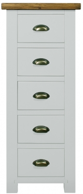 Product photograph of Regatta White Painted Pine Narrow Chest 5 Drawers Wellington Style Tallboy from Choice Furniture Superstore