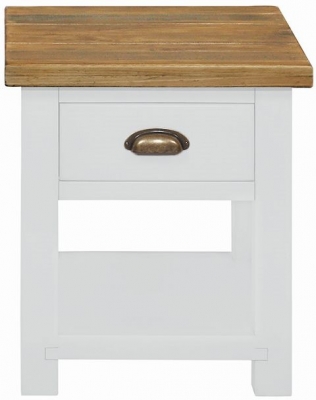 Product photograph of Regatta White Painted Pine Lamp Table With 1 Storage Drawer from Choice Furniture Superstore