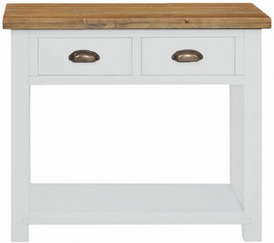 Product photograph of Regatta White Painted Pine Console Table With 2 Drawers from Choice Furniture Superstore