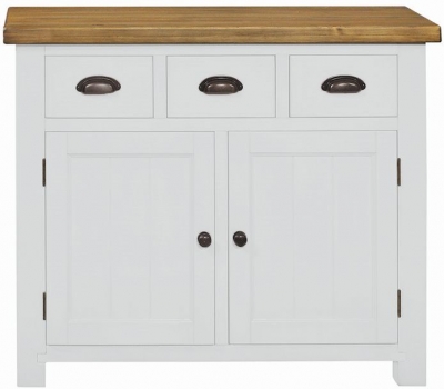 Regatta White Painted Pine Small Sideboard 105cm W With 2 Doors And 3 Drawers