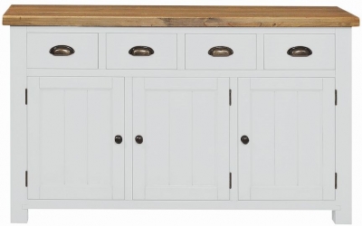 Regatta White Painted Pine Medium Sideboard 149cm W With 3 Doors And 4 Drawers