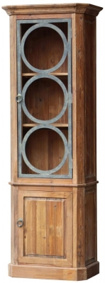 Product photograph of Renton Industrial Old Pine Display Cabinet from Choice Furniture Superstore