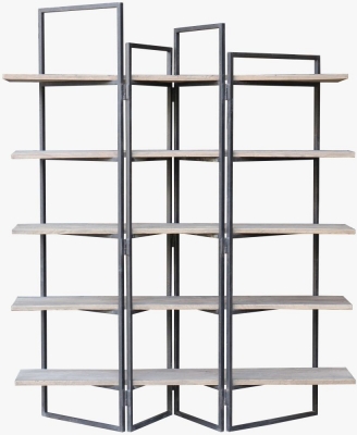 Product photograph of Renton Industrial Reclaimed Oak 5 Tier Shelf Open Display Unit from Choice Furniture Superstore