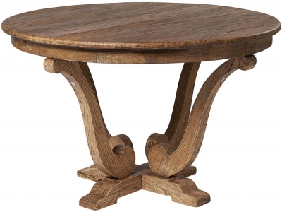 Renton Old Reclaimed Elm Round Table - Victorian Style