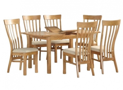 Kilmore Oak 120cm-150cm Extending Dining Table and 4 Chairs