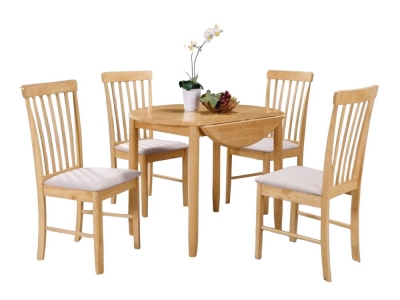 Product photograph of Cologne Light Oak 61cm-91cm Round Drop Leaf Dining Table And 4 Chairs from Choice Furniture Superstore