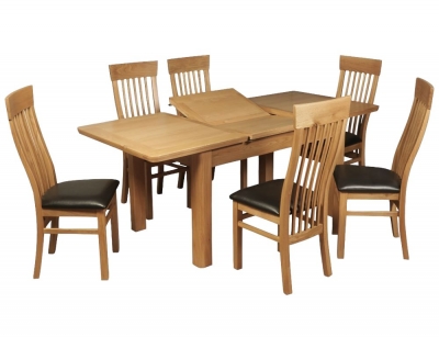 Product photograph of Treviso Oak 140cm-200cm Butterfly Extending Dining Table And 6 Chairs from Choice Furniture Superstore
