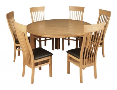 Treviso Oak 150cm Round Dining Table and 6 Chairs