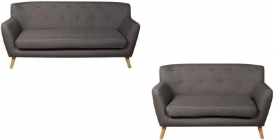 Product photograph of Eton Dark Grey Fabric 3 2 Sofa Suite from Choice Furniture Superstore