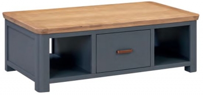 Product photograph of Treviso Blue And Oak 1 Drawer Coffee Table from Choice Furniture Superstore