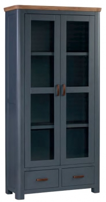 Product photograph of Treviso Blue And Oak 2 Door Display Cabinet from Choice Furniture Superstore