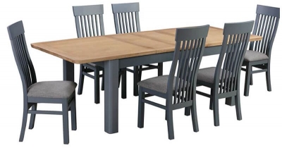Product photograph of Treviso Midnight Blue And Oak Extending Dining Table With Chairs from Choice Furniture Superstore