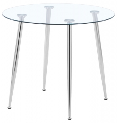 Product photograph of Nova 90cm Round Dining Table - Glass And Chrome from Choice Furniture Superstore