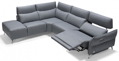 Product photograph of Perlini Left Hand Facing Leather Static Corner Sofa from Choice Furniture Superstore