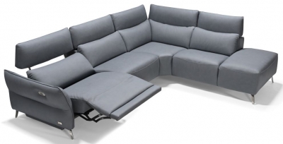 Product photograph of Perlini Right Hand Facing Leather Static Corner Sofa from Choice Furniture Superstore