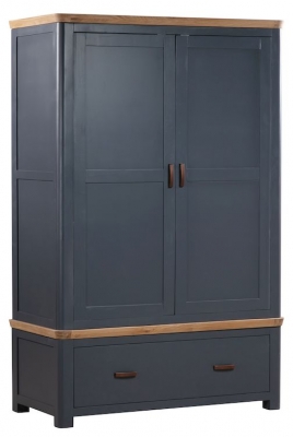 Product photograph of Treviso Midnight Blue And Oak 2 Door Wardrobe from Choice Furniture Superstore