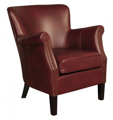 Product photograph of Harlow Burgundy Leather Armchair from Choice Furniture Superstore