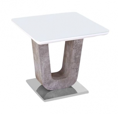 Product photograph of Castello End Table - White High Gloss And Natural from Choice Furniture Superstore
