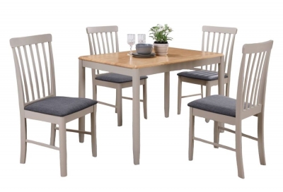 Altona 110cm Dining Set with 4 Chair - Oak and Stone Grey Painted