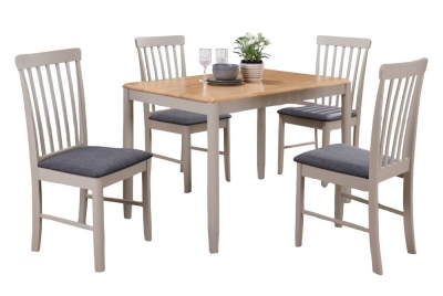 Altona 110cm Dining Table and 4 Chairs - Oak and Stone Grey Painted