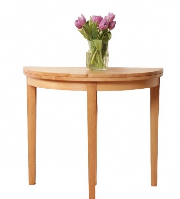 Product photograph of Hanover Light Oak 45cm-90cm Half Moon Console Table from Choice Furniture Superstore