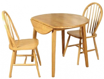 Hanover Light Oak 61cm-91cm Round Dining Table and 2 Spindle Back Chairs