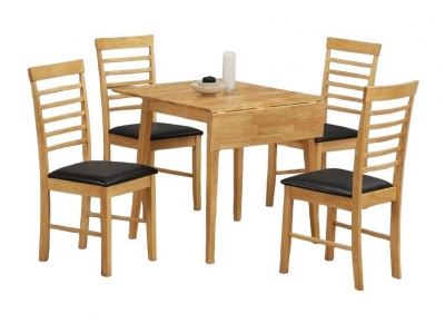 Hanover Light Oak 61cm-97cm Square Drop Leaf Dining Table and 4 Chairs