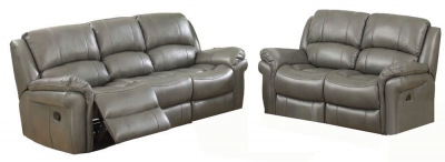 Product photograph of Farnham Grey Leather 3 2 Recliner Sofa Suite from Choice Furniture Superstore