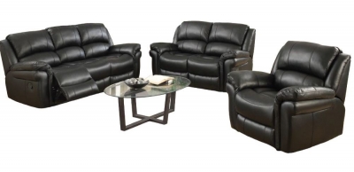 Product photograph of Farnham Black Leather 3 1 1 Recliner Sofa Suite from Choice Furniture Superstore